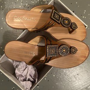 Coconuts by Matisse Gold Rhinestone Sapphire Sandal